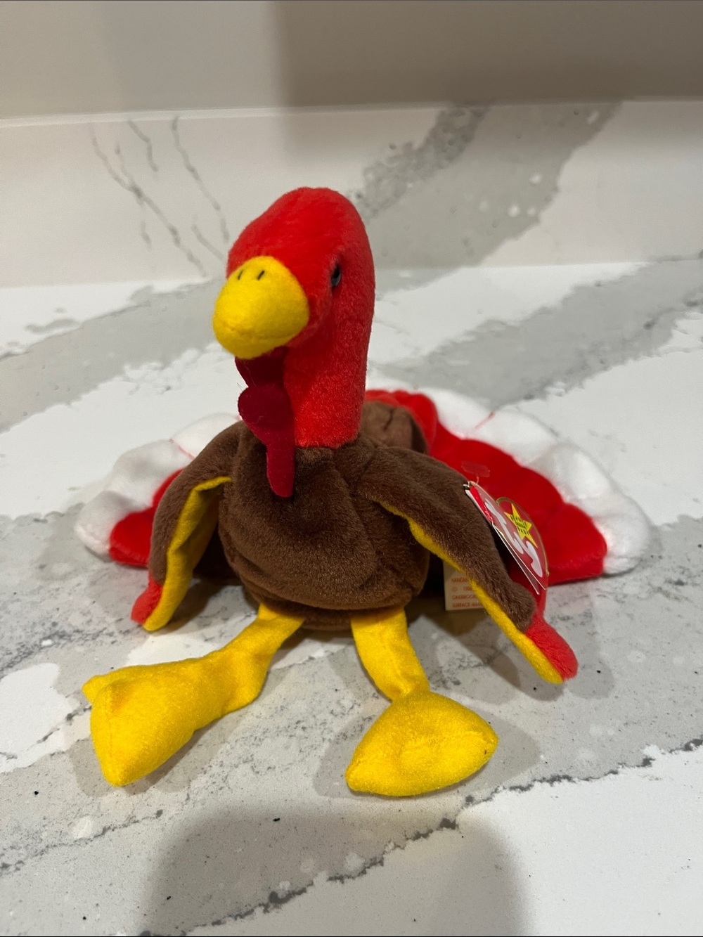 Red & Brown Plush Turkey Toy with Yellow Beak and Feet (Gobbles 1996)